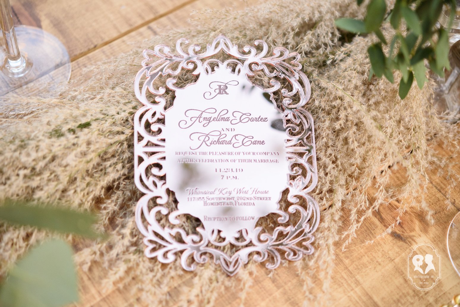 rose gold mirror acrylic invitation
