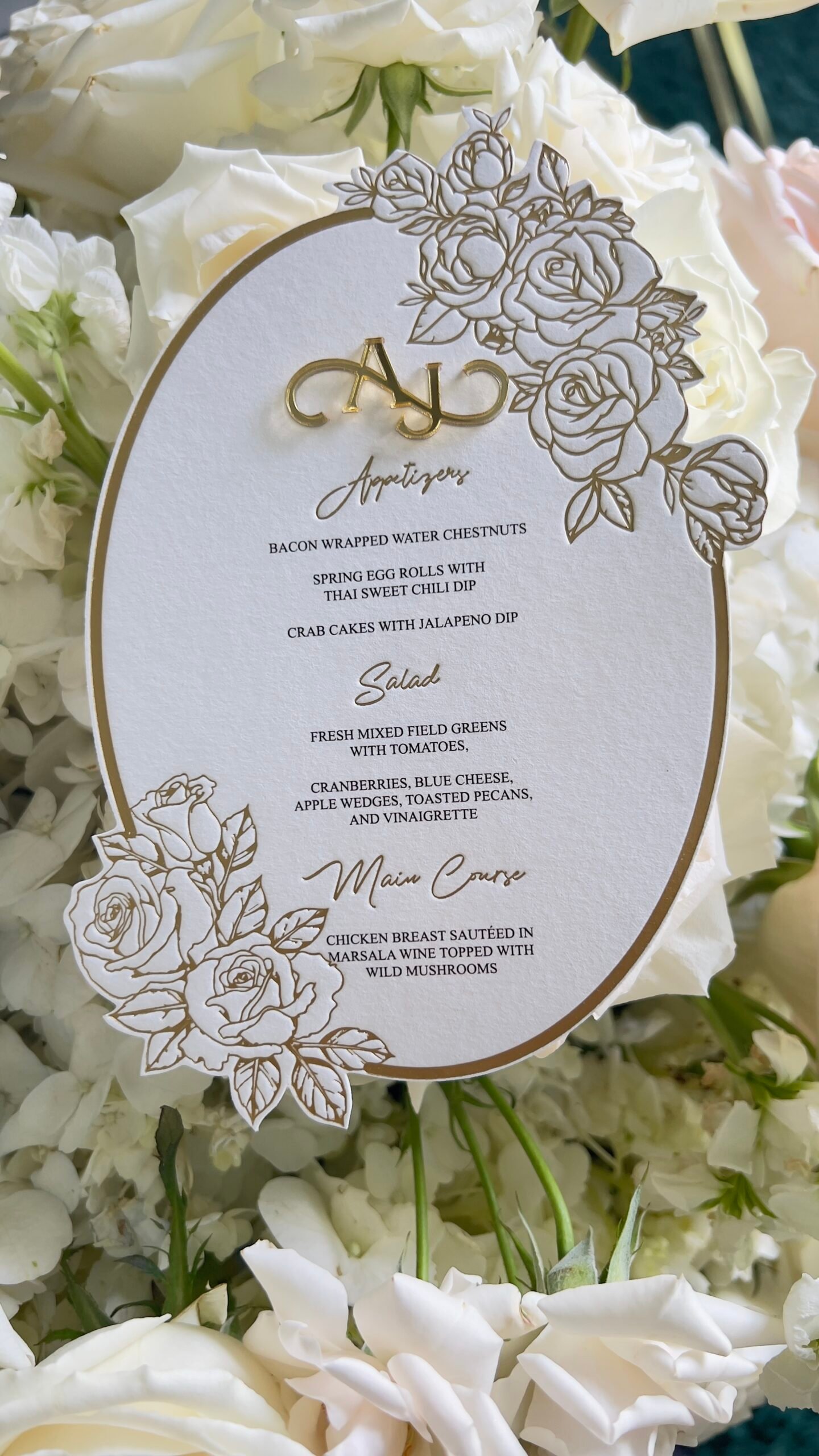 Oval Rose Foil Menu